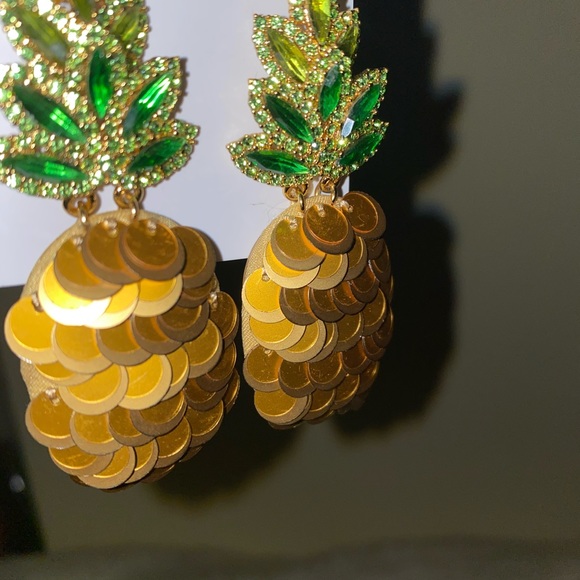 Kate Spade Pineapple Statement Stud Earrings , Gold, Green - Picture 5 of 10